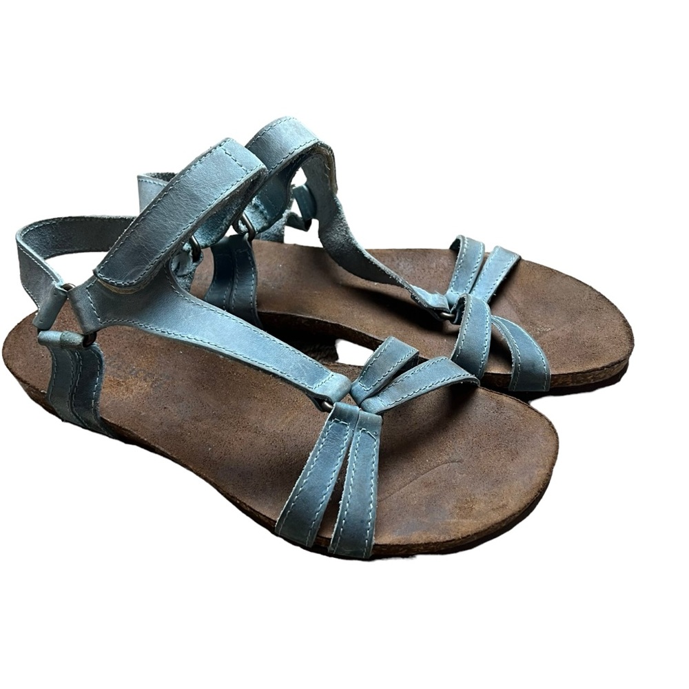 Sundance Sandals Womens Carcara Strappy adjustable Blue Leather Flats SZ 9